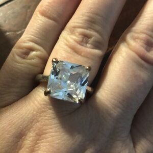 Square clear stone fake diamond ring in size 7